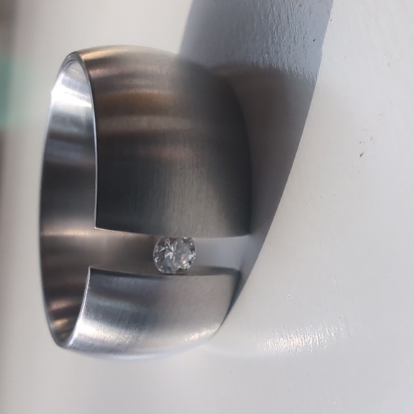 XEN Stainless Steel Tension Set Diamond Ring Size 7